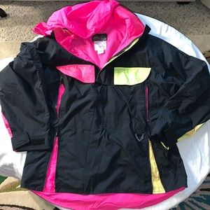 Vintage neon snowboard windbreaker